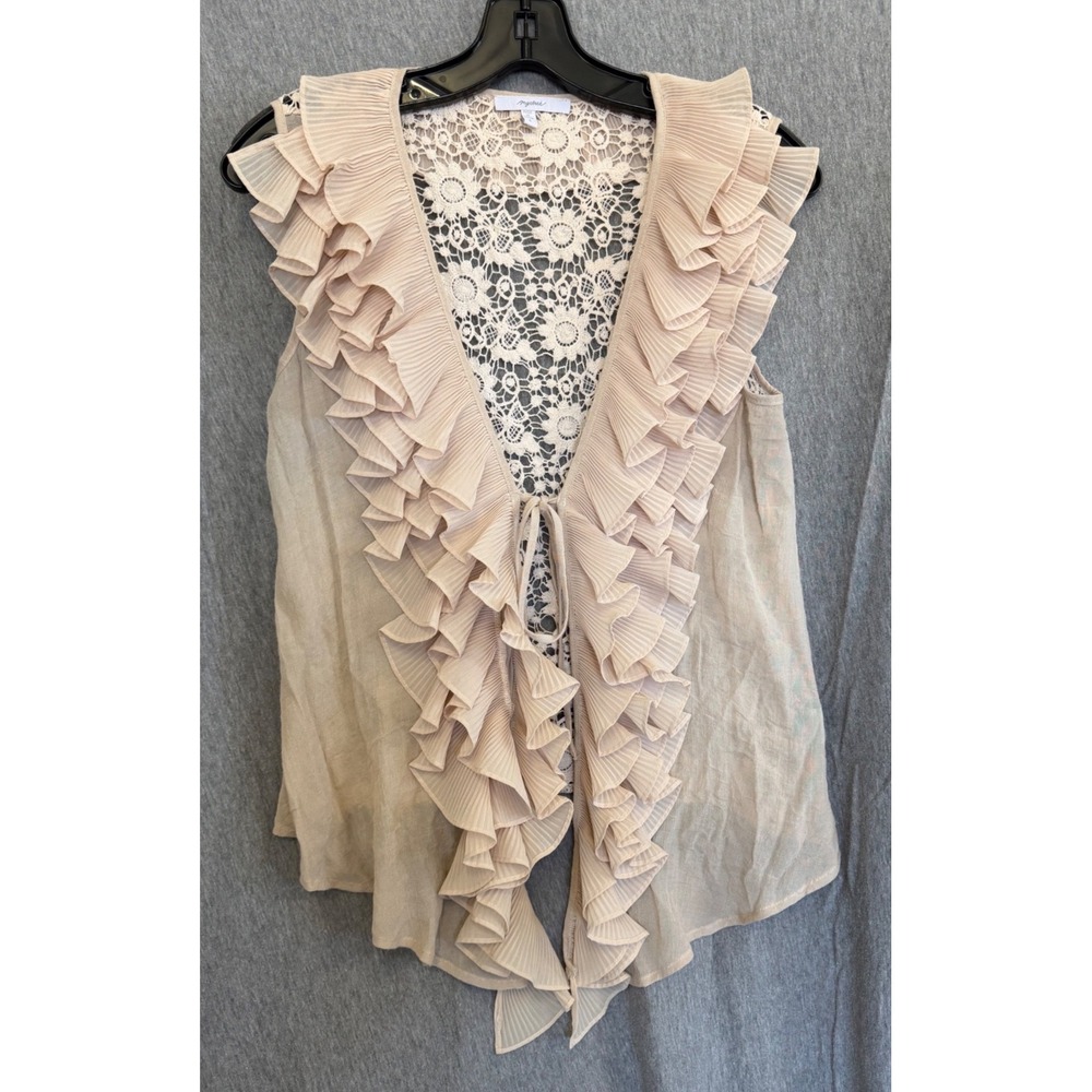Mystree Cottagecore Romantic Boho Ruffle Lace Coquette Pleated Womens Small